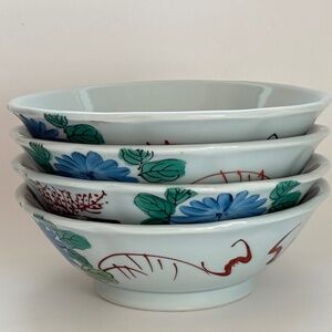 JAPAN Porcelain Nature Theme Bowls (4)